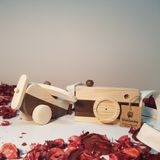 Websunday Ahşap Elyapımı Baby Uçak ve Oyuncak Fotoğraf Makinesi Set, Dekoratif, Eğitici Oyuncak, Çocuk Oyuncak - Kahverengi