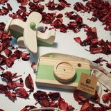 Websunday Ahşap Elyapımı Baby Uçak ve Oyuncak Fotoğraf Makinesi Set, Dekoratif, Eğitici Oyuncak, Çocuk Oyuncak - Nil Yeşili