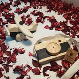 Websunday Ahşap Elyapımı Baby Uçak ve Oyuncak Fotoğraf Makinesi Set, Dekoratif, Eğitici Oyuncak, Çocuk Oyuncak - Siyah