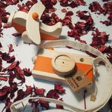 Websunday Ahşap Elyapımı Baby Uçak ve Oyuncak Fotoğraf Makinesi Set, Dekoratif, Eğitici Oyuncak, Çocuk Oyuncak - Turuncu
