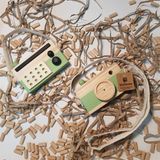 Websunday Ahşap Elyapımı Waldord Hediyelik Baby Radyo + Fotoğraf Makinesi Oyuncak Set, Dekoratif Oyuncak, Eğitici Oyuncak, Çocuk Oyuncak - Ahşap Desenli