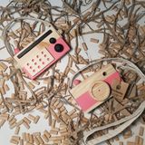 Websunday Ahşap Elyapımı Waldord Hediyelik Baby Radyo + Fotoğraf Makinesi Oyuncak Set, Dekoratif Oyuncak, Eğitici Oyuncak, Çocuk Oyuncak - Gülkurusu