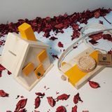 Websunday Ahşap Hediyelik Kumbara + Oyuncak Fotoğraf Makinesi Set, Dekoratif ,eğitici Oyuncak, Çocuk Oyuncak - Güneş Sarısı