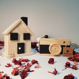 Websunday Ahşap Hediyelik Kumbara + Oyuncak Fotoğraf Makinesi Set, Dekoratif ,eğitici Oyuncak, Çocuk Oyuncak - Siyah