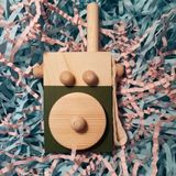 Websunday El Yapımı Ahşap Koyu Yeşil Oyuncak Baby Telsiz