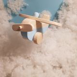 Websunday El Yapımı Ahşap Oyuncak Uçak, Eğitici, Kreatif, Vintage ve Doğal ve Güvenli Ahşap Bebek Oyuncak - Bebek Mavisi