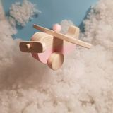 Websunday El Yapımı Ahşap Oyuncak Uçak, Eğitici, Kreatif, Vintage ve Doğal ve Güvenli Ahşap Bebek Oyuncak - Bebek Pembesi