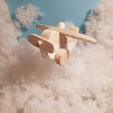 Websunday El Yapımı Ahşap Oyuncak Uçak, Eğitici, Kreatif, Vintage ve Doğal ve Güvenli Ahşap Bebek Oyuncak - Beyaz