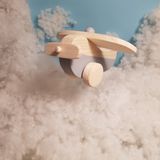 Websunday El Yapımı Ahşap Oyuncak Uçak, Eğitici, Kreatif, Vintage ve Doğal ve Güvenli Ahşap Bebek Oyuncak - Gri