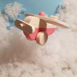 Websunday El Yapımı Ahşap Oyuncak Uçak, Eğitici, Kreatif, Vintage ve Doğal ve Güvenli Ahşap Bebek Oyuncak - Gülkurusu