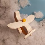 Websunday El Yapımı Ahşap Oyuncak Uçak, Eğitici, Kreatif, Vintage ve Doğal ve Güvenli Ahşap Bebek Oyuncak - Güneş Sarısı