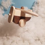 Websunday El Yapımı Ahşap Oyuncak Uçak, Eğitici, Kreatif, Vintage ve Doğal ve Güvenli Ahşap Bebek Oyuncak - Kahverengi