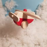 Websunday El Yapımı Ahşap Oyuncak Uçak, Eğitici, Kreatif, Vintage ve Doğal ve Güvenli Ahşap Bebek Oyuncak - Kırmızı