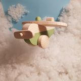 Websunday El Yapımı Ahşap Oyuncak Uçak, Eğitici, Kreatif, Vintage ve Doğal ve Güvenli Ahşap Bebek Oyuncak - Nil Yeşili