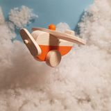 Websunday El Yapımı Ahşap Oyuncak Uçak, Eğitici, Kreatif, Vintage ve Doğal ve Güvenli Ahşap Bebek Oyuncak - Turuncu