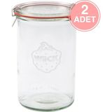 Weck 1000 ml Şeffaf Cam Saklama Kavanozu 2 Adet Düz Tasarım Almanya Menşeli