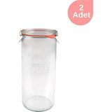 Weck 1040 ml Silindir Cam Kavanoz Seti (2 Adet) - Antik Nikel - 10 x 18 cm - 10 Adet