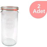 Weck 1040 ml Silindir Cam Kavanoz Seti 2 Adet Yüksek Isıya Dayanıklı El Yapımı Cam