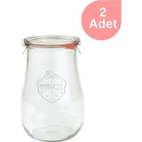 Weck 1750 ml Cam Kavanoz Lale Serisi (2 Adet) - Antik Nikel - 10 x 18 cm - 10 Adet