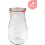 Weck 2700 ml Lale Cam Kavanoz Seti (2 Adet) - Antik Nikel - 10 Adet - 1,3 lt