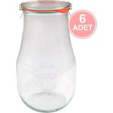 Weck 2700 ml Lale Cam Saklama Kavanozu 6 Adet - Şeffaf - 2,65 lt
