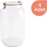 Weck 3000 ml Saklama Kavanozu (4 Adet) - Şeffaf - 3 lt