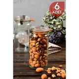 Weck 340 ml Cam Silindir Saklama Kavanoz Seti (6 Adet) - Antik Nikel - 10 x 18 cm - 10 Adet