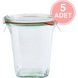 Weck 545 ml Kare Cam Saklama Kavanozu 5 Adet - Şeffaf