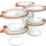 Weck 741 - Kapaklar 0.25 litre Kalıp Kavanozlar - 6 yüzük 12 Kelepçeler