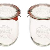 Weck Lale Kavanozları 1 Litre - Geniş Ağızlı Büyük Ekşi Hamur Başlangıç Kavanozları - Konserve ve Saklama için Uygun - 2 Cam Kapaklı