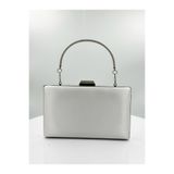Wedding Fashion 2026 Koleksiyon Ekru Renk Saten Gümüş Kasalı Gümüş Taşlı Abiye Çanta Clutch Mezuniyet Balo
