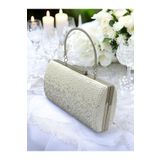 Wedding Fashion 2026 Moda Özel Tasarım Metal Saplı Kristal Taşlı Çift Renk İnci Gümüş Abiye Çanta Düğün Nişan Kına