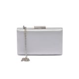 Wedding Fashion 2026 Yeni Sezon Gümüş Gri Renk Gümüş Kasalı Saten Abiye Çanta Clutch Balo Mezuniyet Çantası El