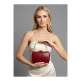 Wedding Fashion Bordo Renk Mat Deri Kroko Desenli Kadın Abiye Çanta Düğün Nişan Mezuniyet