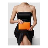 Wedding Fashion Turuncu Saten Gümüş Detay Abiye Çanta Gece Çantası Nişan Düğün Çantası El Çantası