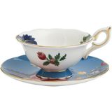 Wedgwood Wonderlust Sapphire Garden Çay Fincanı ve Tabağı - Mavi - 1 Adet