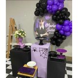 Wednesday Temalı Mor Siyah Zincir Balon Set