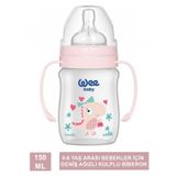 Wee Baby 0-6 Ay 150 ml Klasik Geniş Ağızlı Kulplu Pembe Pp Biberon