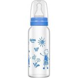 Wee Baby 180 ml - KOD 140 MAVİ Isıya Dayanıklı Cam Biberon Mavi Hafif Tasarım ve Güvenli Kullanım Özelliği
