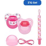 Wee Baby 2’li Damaklı Emzik No:2 - Kız (Kutu ve Band Seti) - 6 - 18 Ay - Pembe