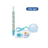 Wee Baby 2'li Gece Gündüz Emzik (Kutu ve Band Seti) 0-6 Ay Mavi
