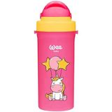 Wee Baby Desenli Pipetli Bardak Akıtmaz Bebek Bardağı Suluk 300 Ml 6+ Ay Pembe