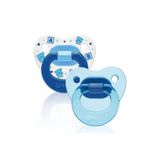 Wee Baby Ortodontik Damaklı Yumuşak Silikon Uçlu Emzik 2'Li Set 0-6 Ay Erkek