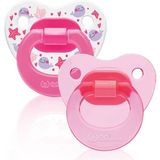 Wee Baby Ortodontik Damaklı Yumuşak Silikon Uçlu Emzik 2'Li Set 18+ Ay Kız - Pembe