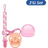 Wee Baby Pure Yuvarlak Uçlu Kauçuk Emzik No:1 - Somon (Kutu ve Band Seti) Kız - 0 - 6 Ay