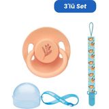 Wee Baby Pure Yuvarlak Uçlu Kauçuk Emzik No:2 - Somon (Kutu ve Band Seti) Erkek - 6 - 18 Ay