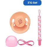 Wee Baby Pure Yuvarlak Uçlu Kauçuk Emzik No:2 - Somon (Kutu ve Band Seti) Kız - 6 - 18 Ay
