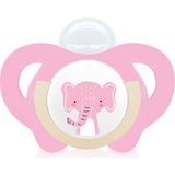 Wee Baby Safari Damaklı Yumuşak Silkon Uçlu Ortodontik Emzik 18+ Ay Pembe
