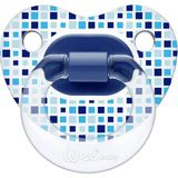 Wee Baby Şeffaf Desenli Ortodontik Damaklı Yumuşak Silkon Uçlu Emzik 18+ Ay Mavi - NO:3