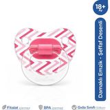 Wee Baby Şeffaf Desenli Ortodontik Damaklı Yumuşak Silkon Uçlu Emzik 18+ Ay Pembe